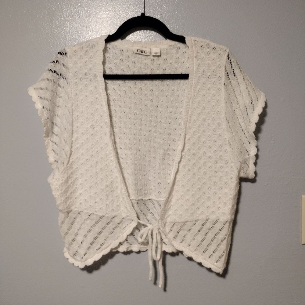 Cato Knit Cardigan Tie Front Crochet Sweater